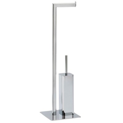 Dérouleur Papier Toilette + Brosse WC en Inox Chromé WADIGA