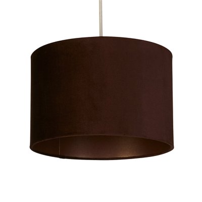 30cm Chocolate Velvet Drum Shade with Silk Liner SO'HOME