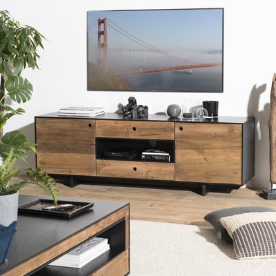 Meuble TV 180 cm en bois recyclé avec rangements CRACOVIE PIER IMPORT
