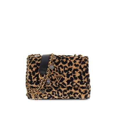 Sac bandoulière en cuir Canva kba Noir leopard Lancaster paris - Femme