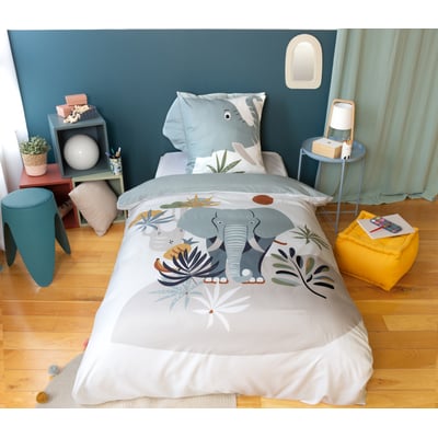 Parure de lit enfant 2 pièces éléphant housse + taie COTE DECO