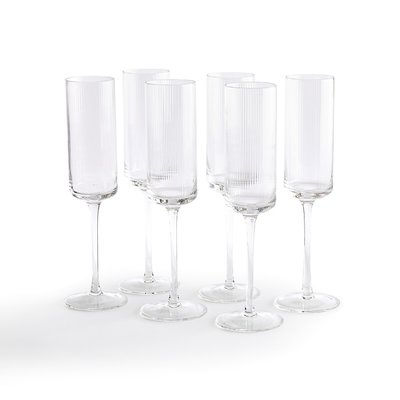 Lot de 6 flûtes à champagne en verre strié, Stria LA REDOUTE INTERIEURS