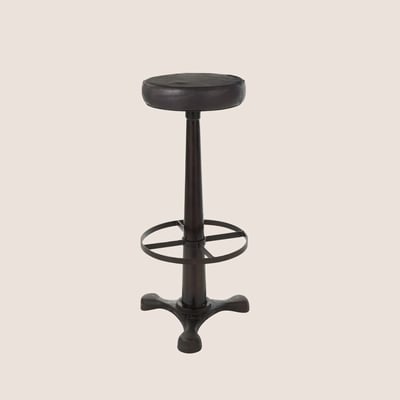 Tabouret de bar en métal et cuir - TANIS HELLIN, DEPUIS 1862