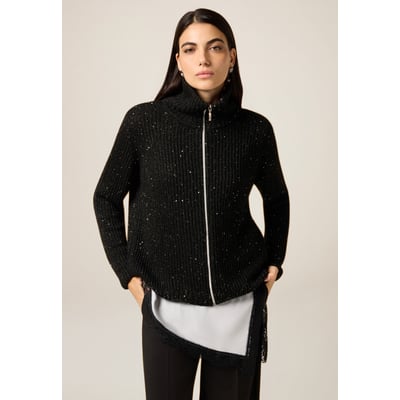 Cardigan avec zip et micro paillettes OLTRE