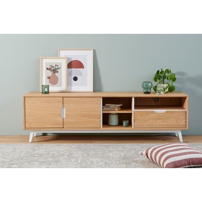 Meuble TV bas nordique en bois 3 portes 3 niches - JOYCE HELLIN, DEPUIS 1862