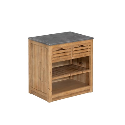 Meuble bas de cuisine en bois recyclé et pierre bleue CHAMPÊTRE MADE IN MEUBLES 