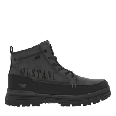Bottines grises à talon plat pourvues d'une fermeture zippée et de lacets MUSTANG
