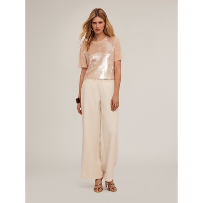 T-shirt in tulle con maxi paillettes trasparenti MOTIVI