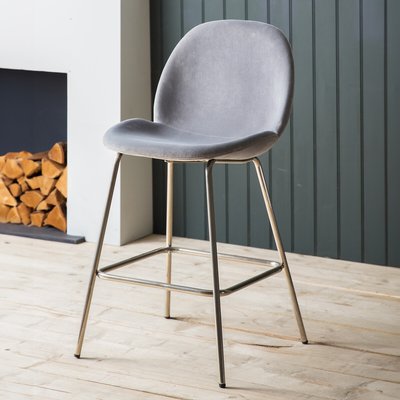 Rewari Velvet Bar Stools with Chrome Legs (Set of 2) SO'HOME