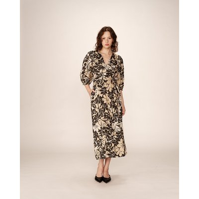 Robe longue manches 3/4, imprimé tropical, PIERINO GRACE & MILA