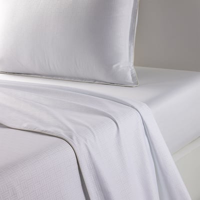 Drap plat en satin de coton beige, LATTICE BOSS HOME