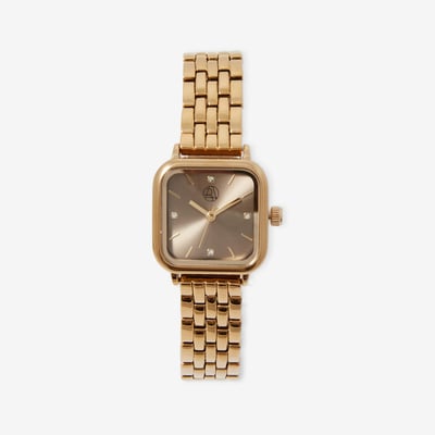 Montre cadran carré marron bracelet maille doré BALABOOSTE