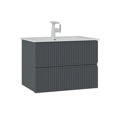 Meuble vasque 2 tiroirs rainurés 70 cm RIVIA PIER IMPORT