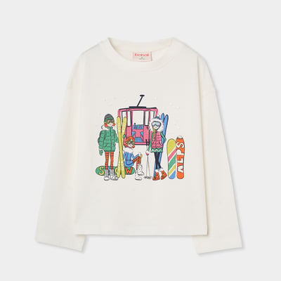 T-shirt fille en maille imprimé ski BOBOLI