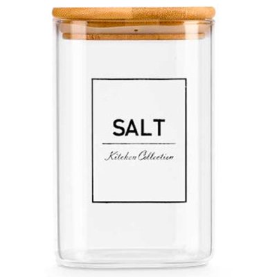 Bocal en verre carré avec bouchon hermétique bambou salt 1.2L WADIGA