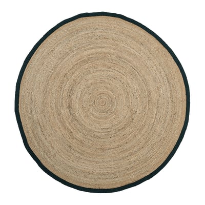 Tapis rond en jute ourlé BLANC D’IVOIRE