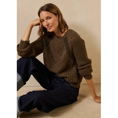 Pull manches longues col rond détail irisé LA FEE MARABOUTEE
