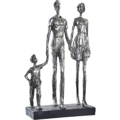 statue famille argentée moderne en résine déco salon élégant RECOLLECTION