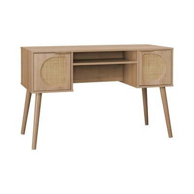 Bureau effet bois et cannage 2 portes EVA SWEEEK