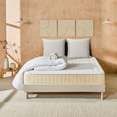 Pack Symphonie 2.0 90x190 cm Matelas Mousse + Sommier Bois + Accessoires BELLECOUR