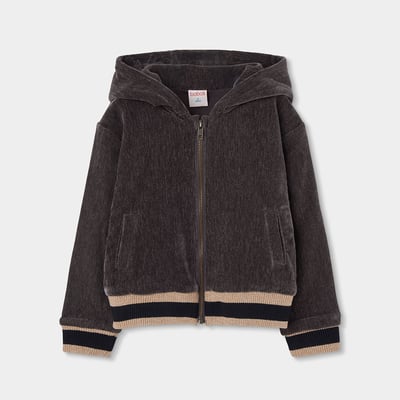 Sweat fille velours à capuche BOBOLI