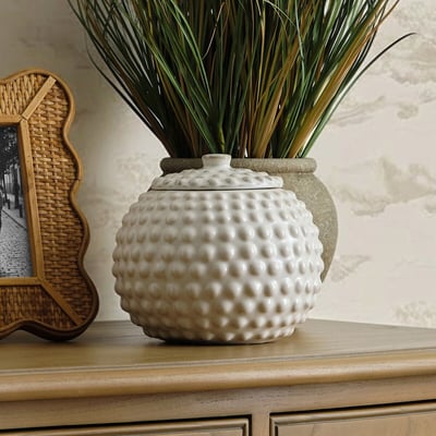 Large Acerno Beaded Trinket Jar in White ÉDITÉ