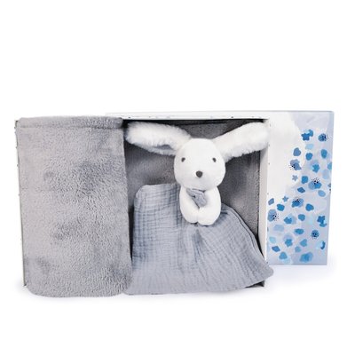 Plaid et doudou happy glossy 100 x 70 cm DOUDOU ET COMPAGNIE