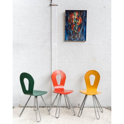 Lot de 6 chaises colorées Diana N°71 - Bon état DEBONGOUT