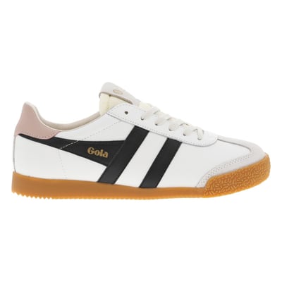 Baskets FEMME GOLA en cuir blanches et noires et à lacets plats GOLA