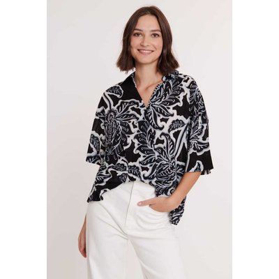 Blouse imprimée drapée en coton EOLE DERHY