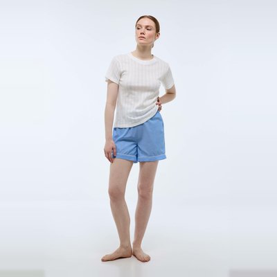 Pyjashort en pointelle et coton chambray BIO MONOPRIX