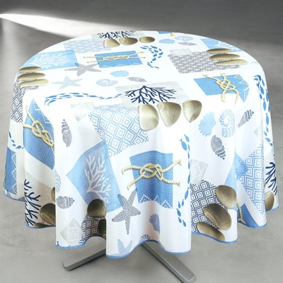 Nappe anti-tâche ronde motif bord de mer HOME MAISON