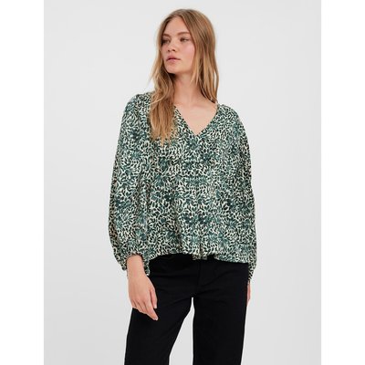 Блузка с рисунком и V-образным вырезом VERO MODA