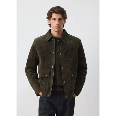 Veste 100 % cuir et daim MANGO MAN