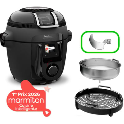 Cookeo Multicuiseur Airfryer Cookeo Infinity avec pale Noir CE9828F0 20 modes de cuisson, 6,5 L MOULINEX