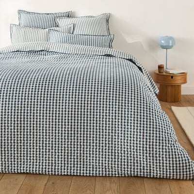 Cottage Blue Cotton Seersucker Duvet Cover LA REDOUTE INTERIEURS