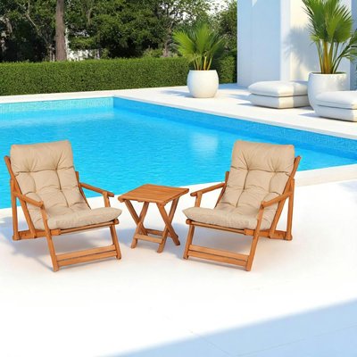 Salon jardin détente beige - 2 assises confort SORA PIER IMPORT