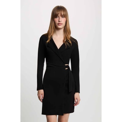 Robe crêpe col à revers MORGAN