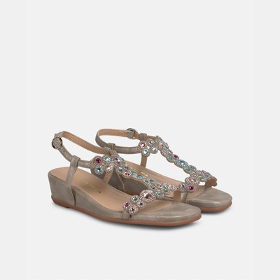 Sandales compensées avec détails bijoux sur le cou-de-pied et fermeture à boucle ALMA EN PENA
