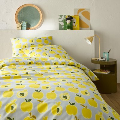 Bedset 50% gerecycled katoen, rechthoekig kussensloop.Appelmotief LA REDOUTE INTERIEURS