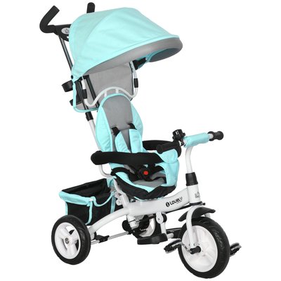 Tricycle enfant évolutif pare-soleil pliable canne télescopique amovible acier HOMCOM