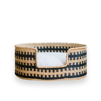 Panier en herbe naturelle motifs zip, MAYA BAGANE