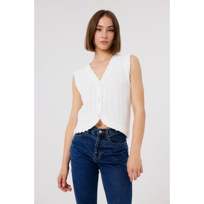 Gilet en maille ajourée et boutons délicats AYA ARTLOVE