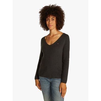 Camisola com decote em V, mangas compridas TOMMY HILFIGER
