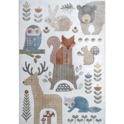 Tapis de salon enfant lavable motif fêt   TABLO FORET THE DECO FACTORY