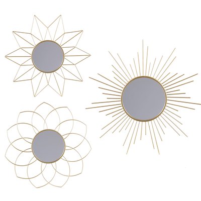 Set de 3 miroirs ronds dorés - diamètre 25.cm WADIGA