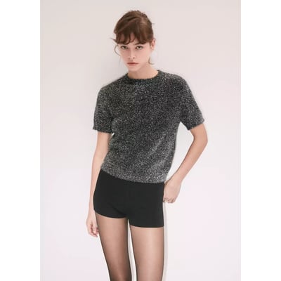 Pull en fil textile à manches courtes MANGO