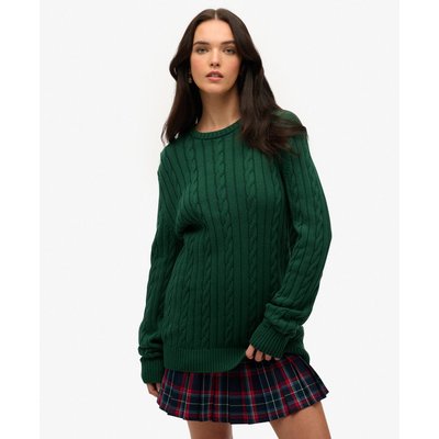 Pull ras du cou oversize en maille de coton torsadée classique SUPERDRY