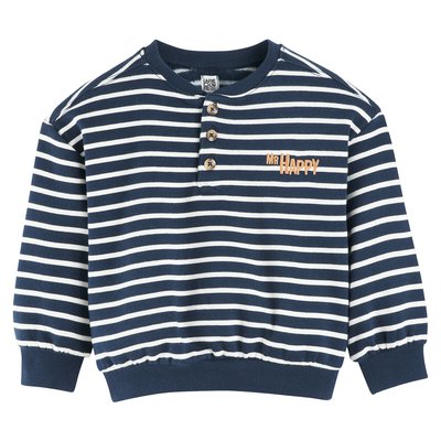 Striped Grandad Collar Sweatshirt in Cotton Mix LA REDOUTE COLLECTIONS
