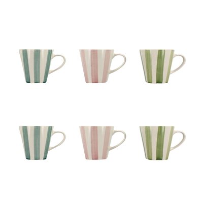Lot de 6 tasses en grès 20cl, ARLEQUIN NOVASTYL
